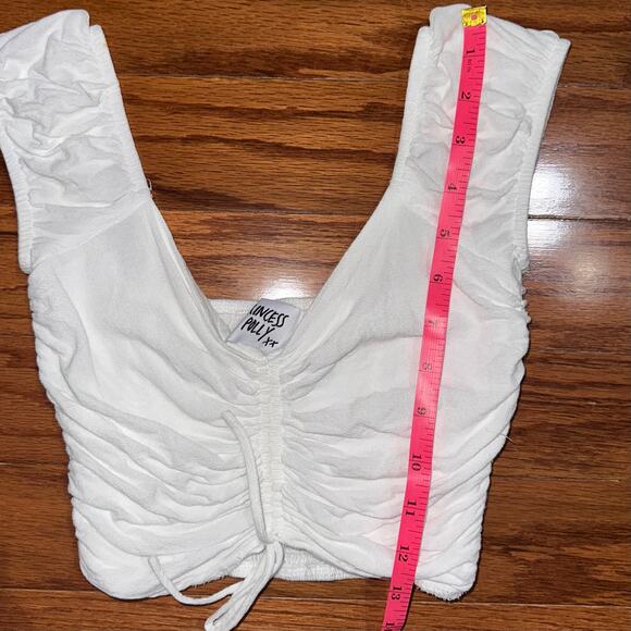 Princess Polly Darshan Cropped Cinched White Milkmaid Top Size 0 - Picture 12 of 14